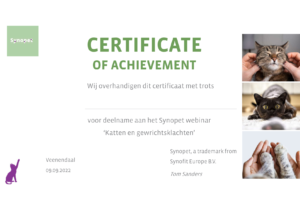 Certificaat kat en gewrichtsklachten